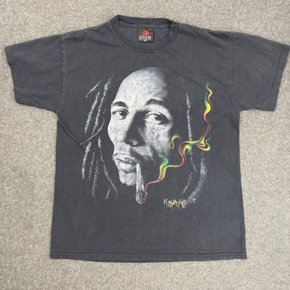 Bob Marley Zion Rootswear T Shirt M Kaya Rasta Reggae Graphic Faded Black